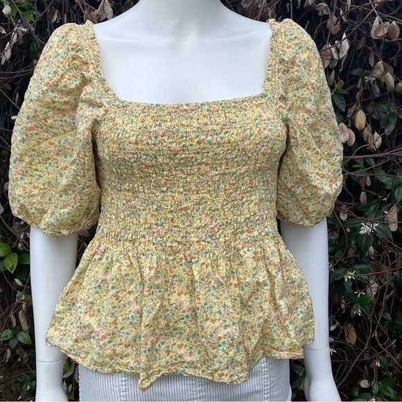 ANA Floral Print Puff Sleeve Peplum Crop Top - Picture 3 of 11